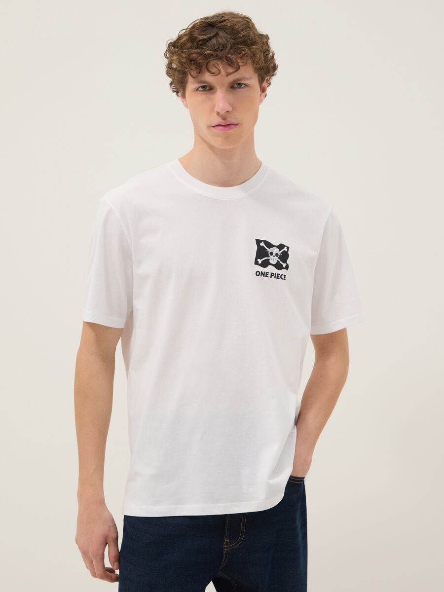 White One Piece print T-shirt in pure cotton, relaxed fit_0
