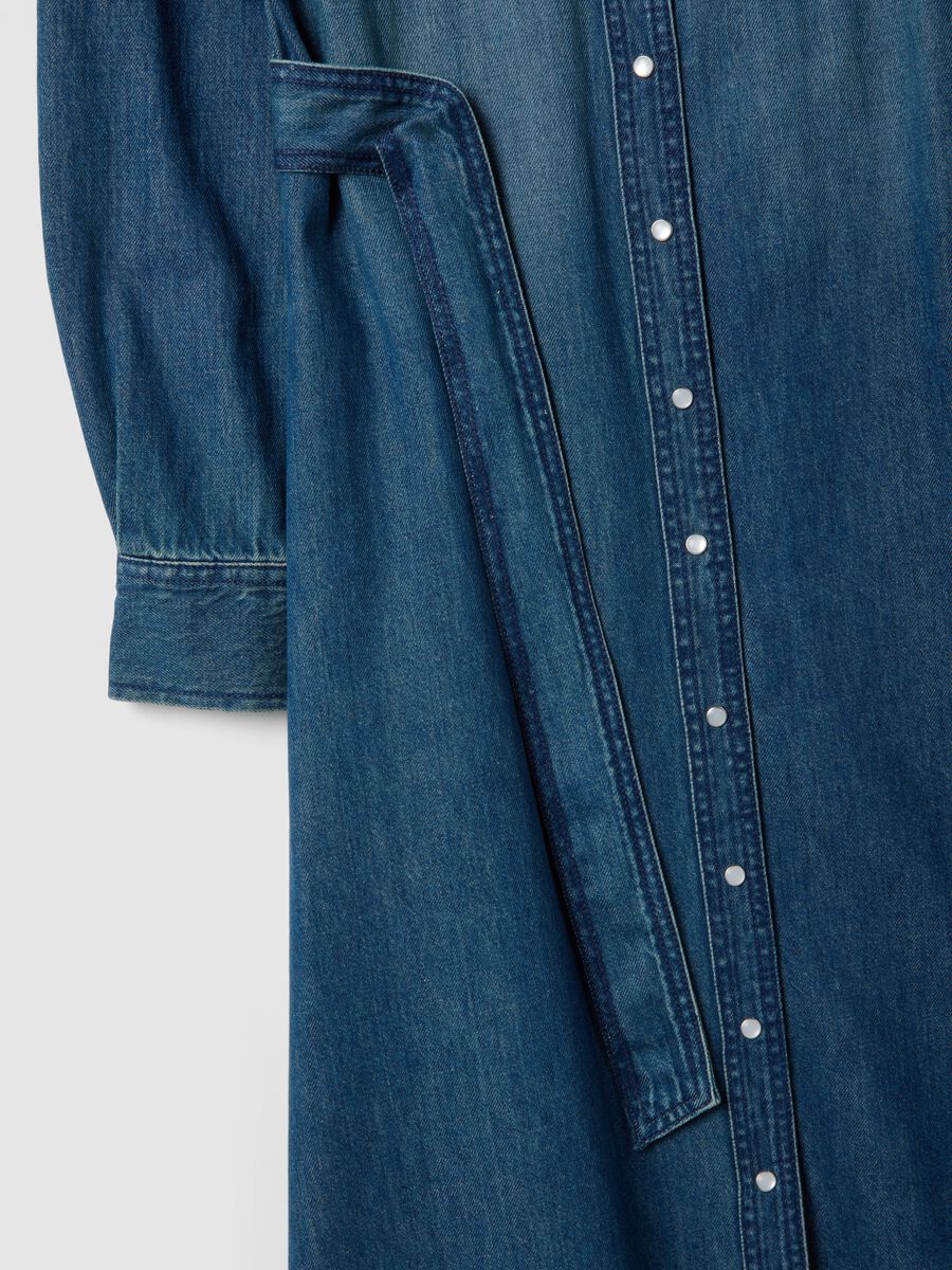 Long dress in pure blue denim cotton regular fit_5