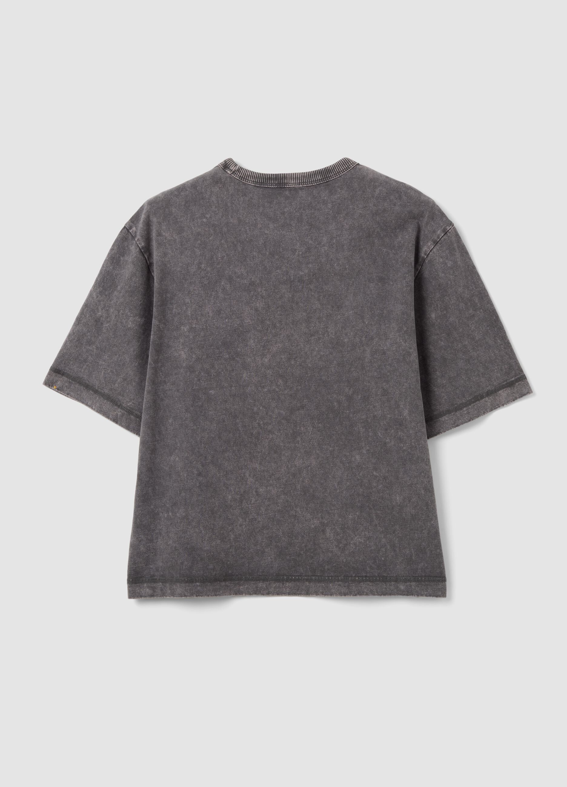 T-shirt grigia in puro cotone over fit con stampa teddy bear