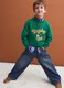 Oversized green sweatshirt in pure organic cotton with college print_0