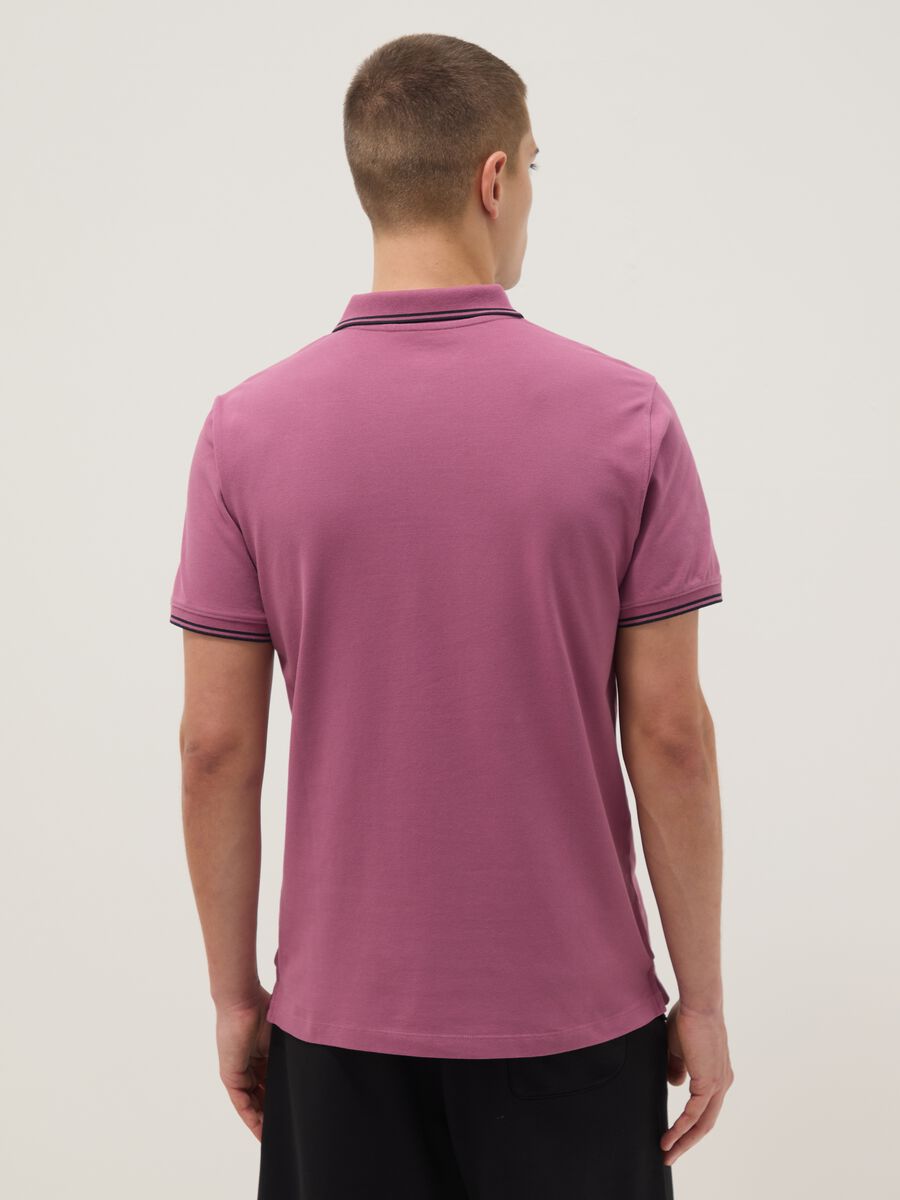 Purple stretch cotton polo shirt, regular fit_2