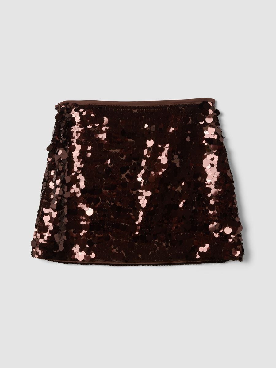 Brown sequin skirt with elasticated waistband_1