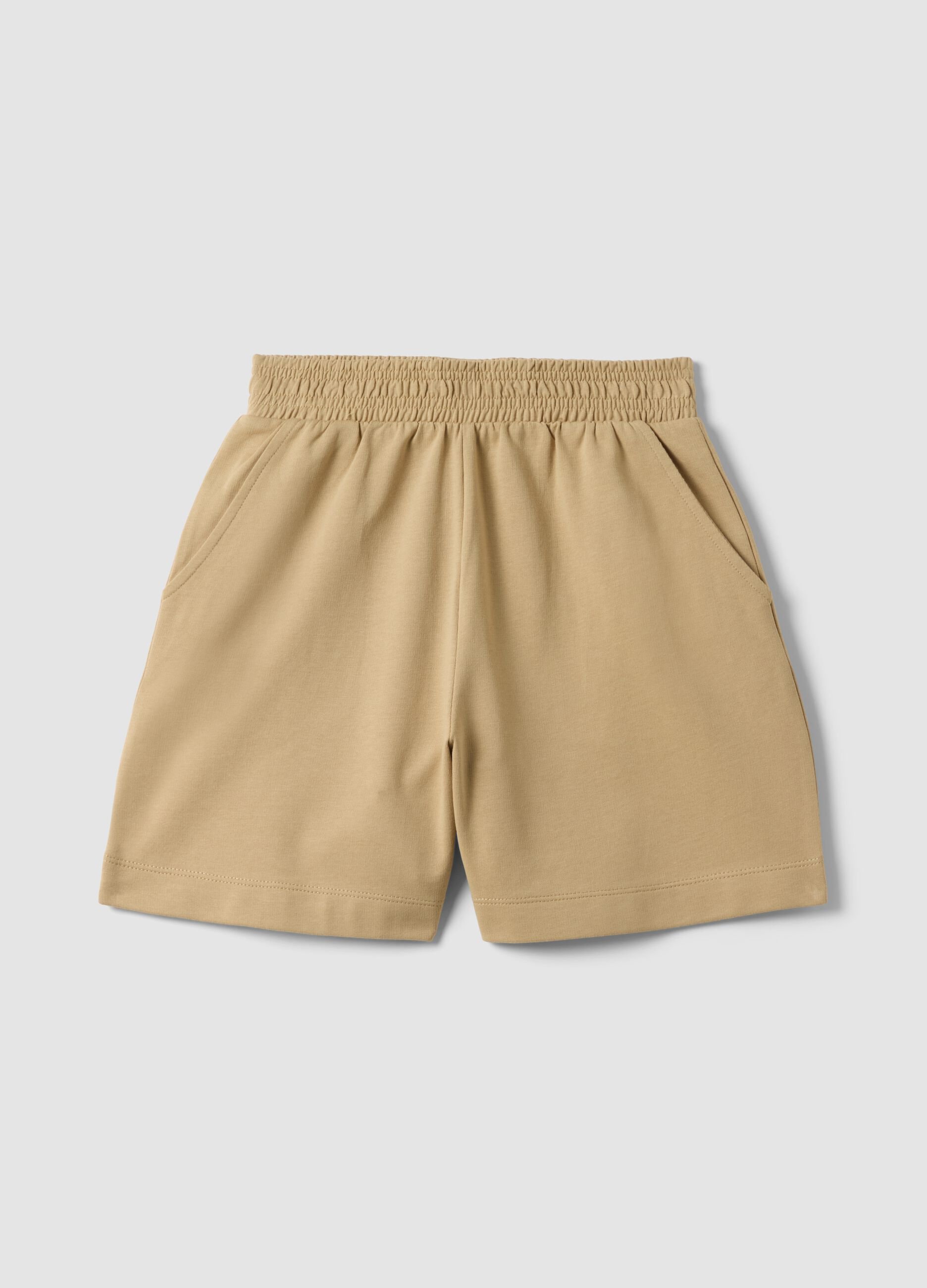 Beige Shorts aus reiner Baumwolle f&uuml;r M&auml;dchen im Oversize-Schnitt