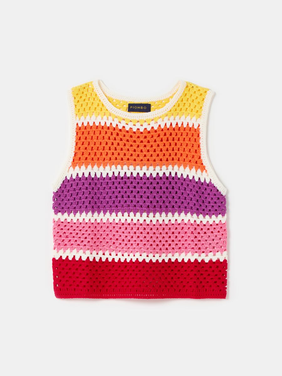 Crochet tank top with multicoloured stripes_3