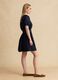 Blue pure cotton mini dress with belt_1