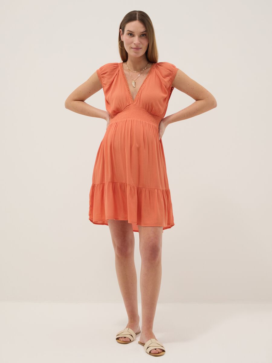 Orange Maternity Dress in Pure Viscose_0