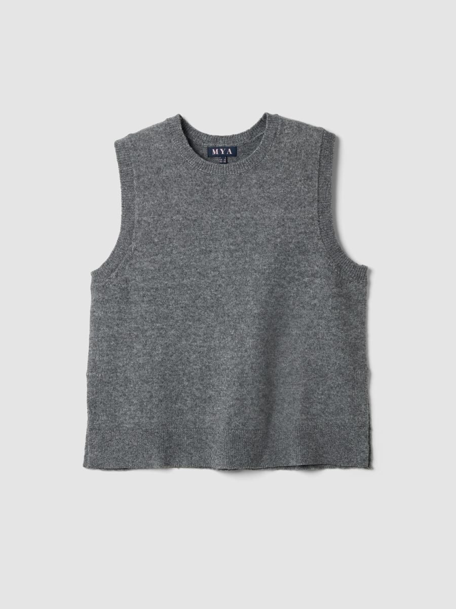 Grey marl wool-blend crew-neck vest_4