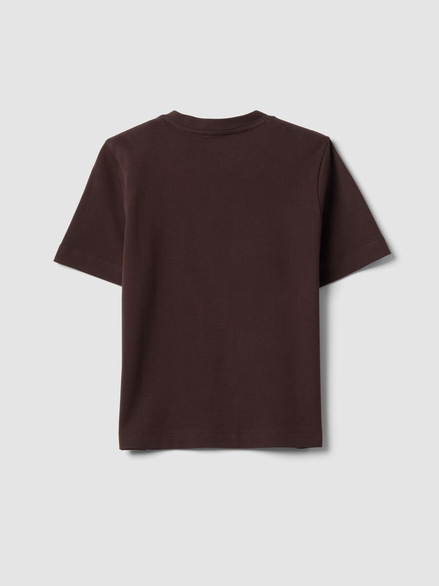 Brown relaxed-fit pure cotton short-sleeve T-shirt_5