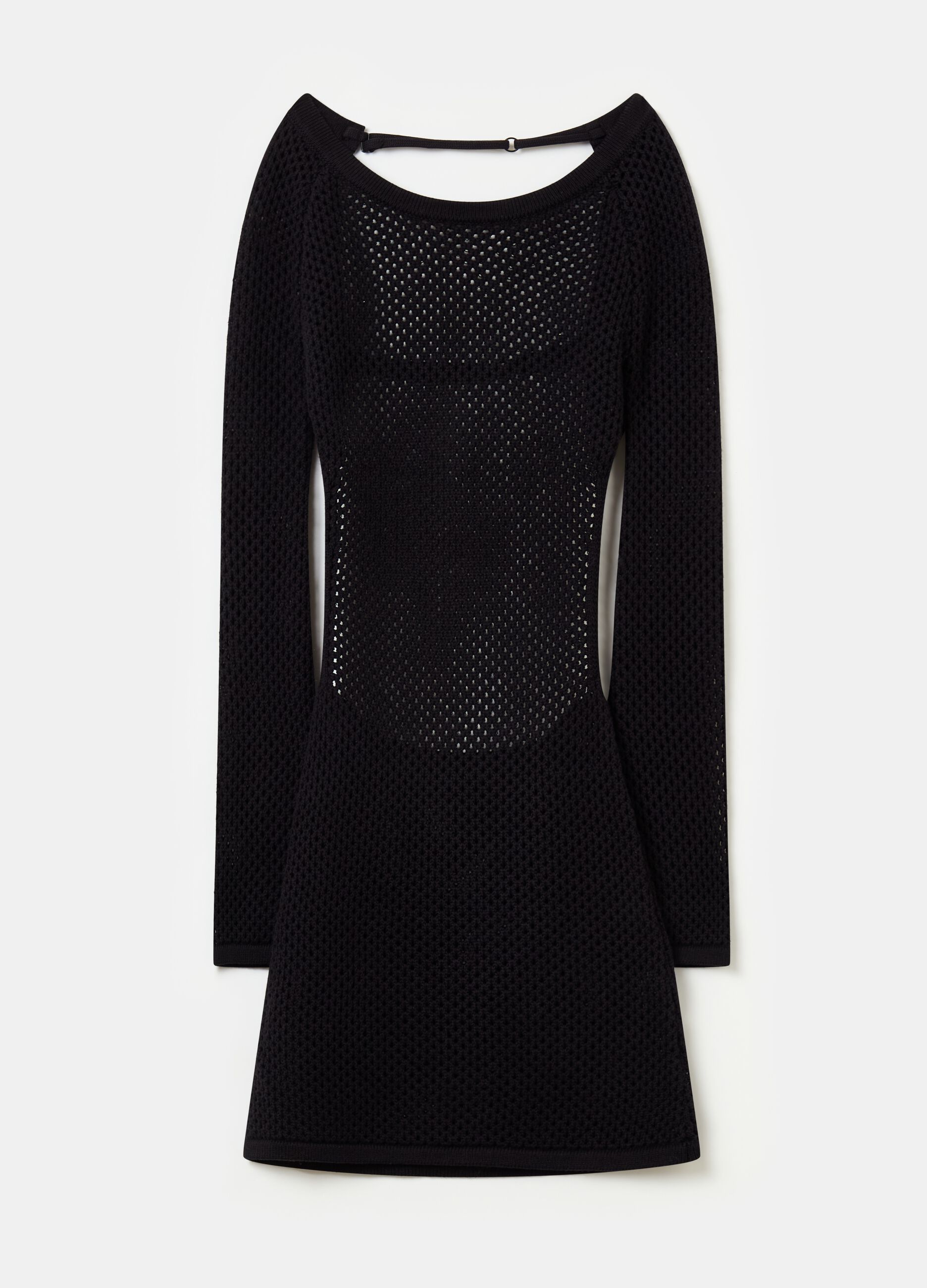 Backless Knitted Mini Dress Black