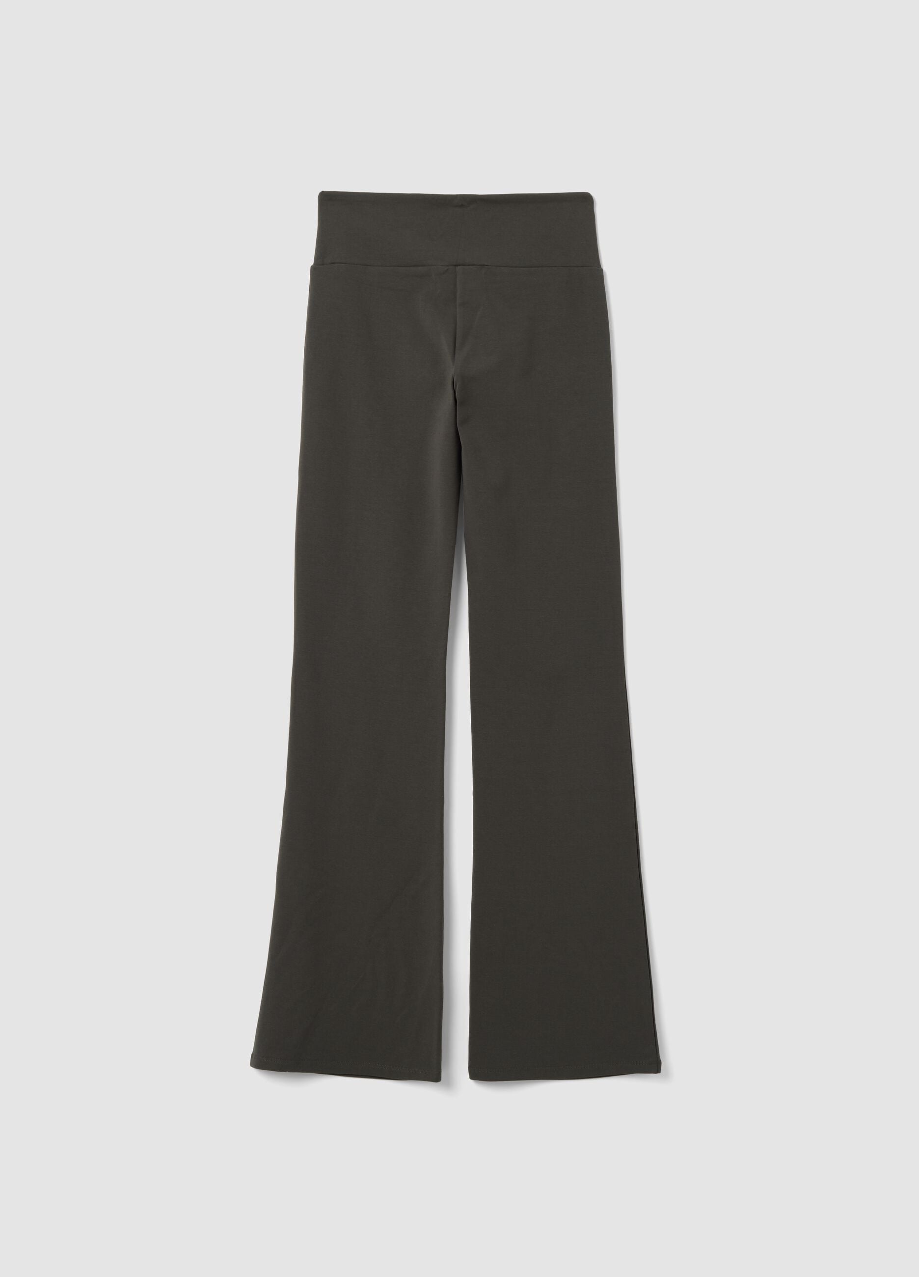 Grey flare trousers in stretch cotton