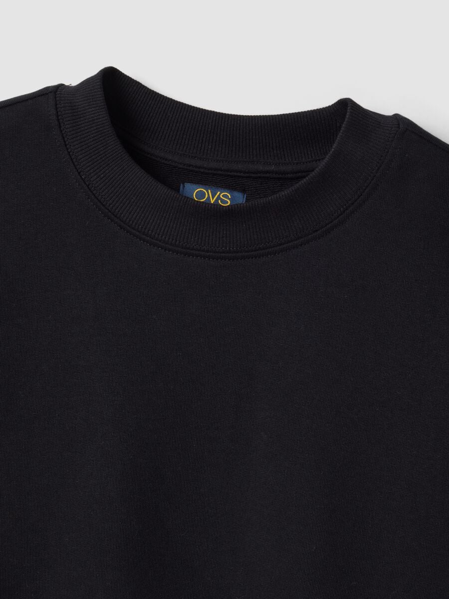 Black sweatshirt in organic cotton and viscose blend with ribbed collar_5