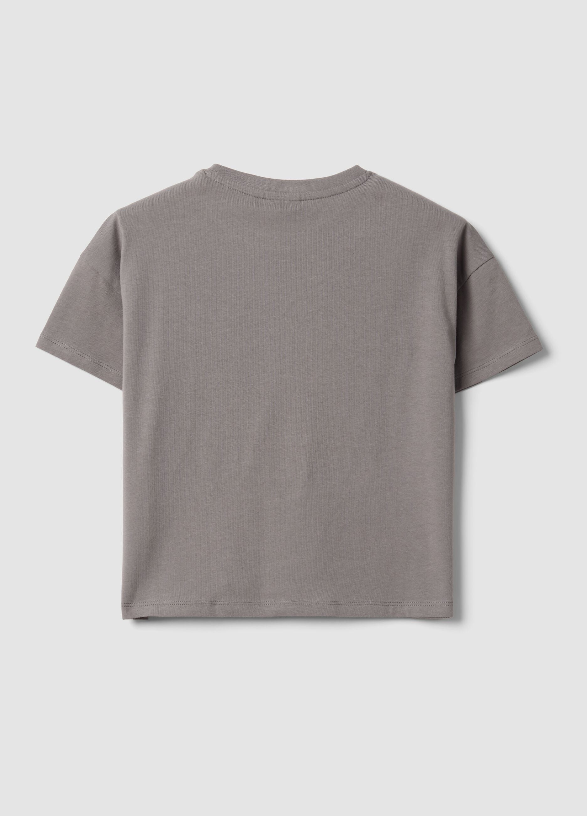 Graues T-Shirt aus Stretch-Baumwolle mit Capybara-Print f&uuml;r M&auml;dchen