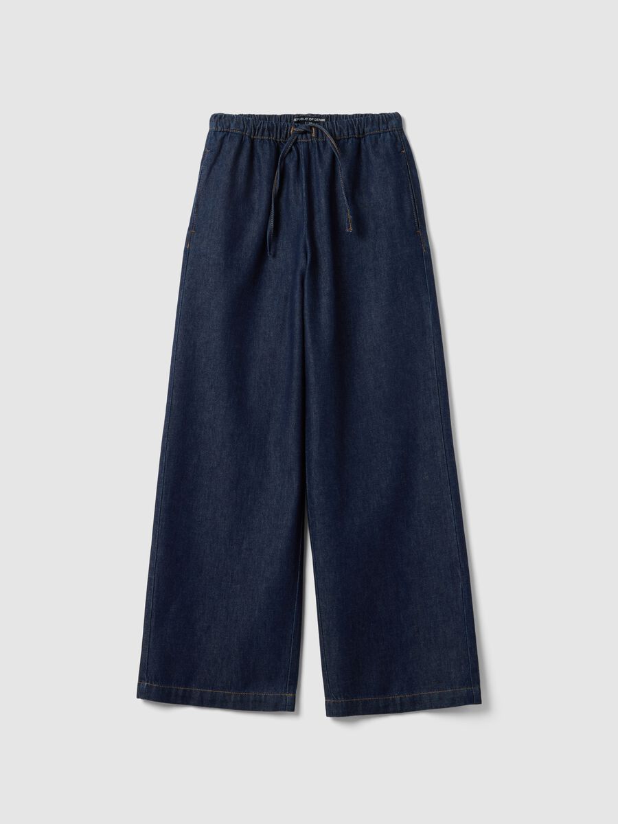 Pure Cotton Blue Denim Jogger Trousers Regular Fit_0