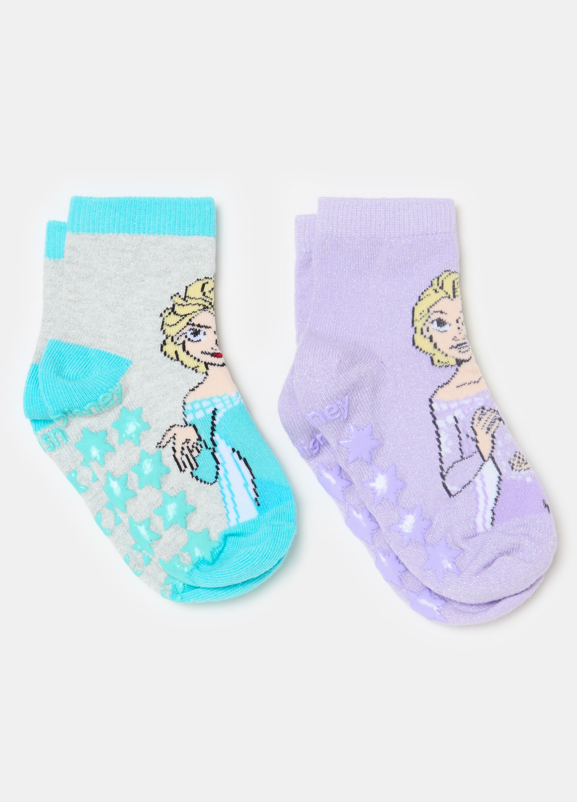 Two-pair pack Elsa slipper socks in organic cotton