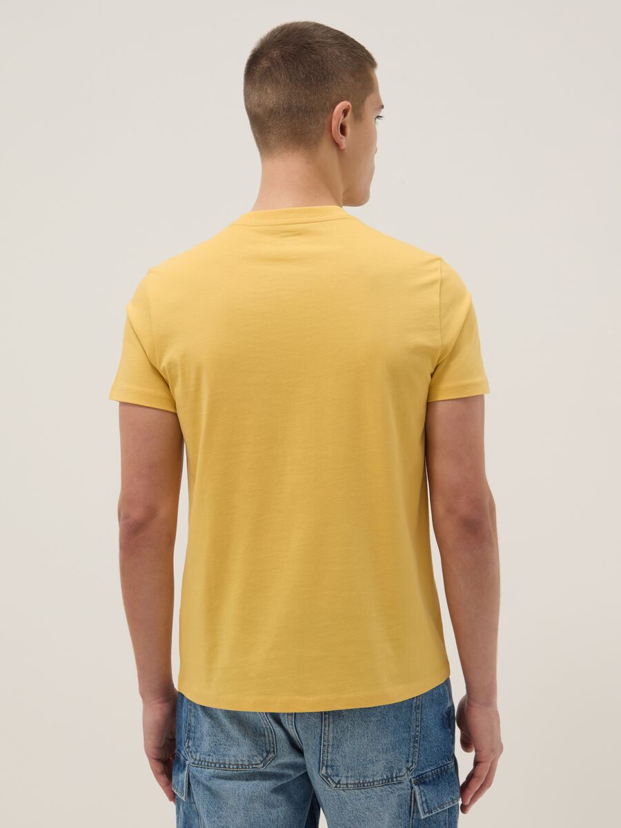 Yellow pure cotton short-sleeve T-shirt_3