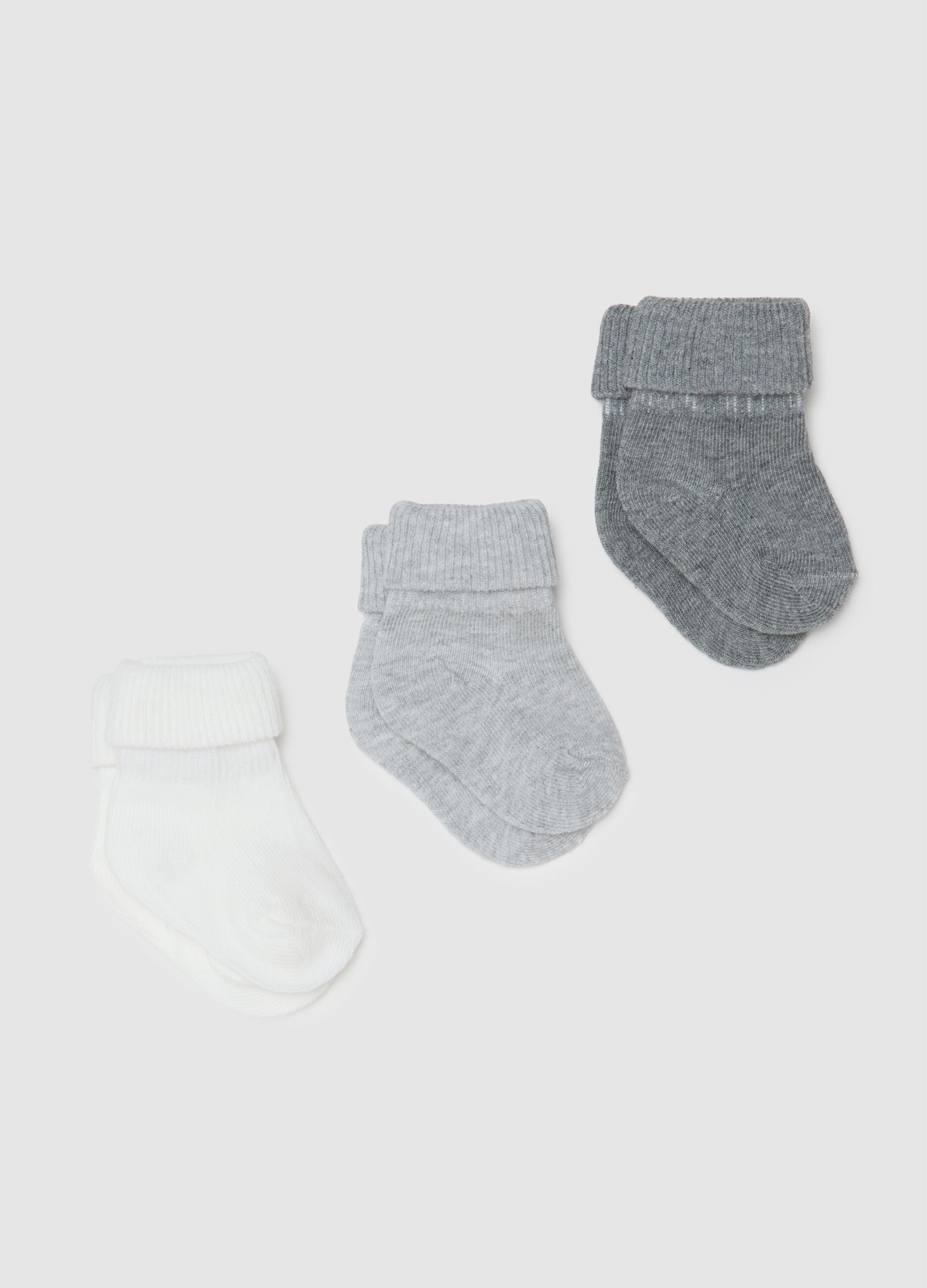 Set of three-pack newborn socks in multicolour cotton blend