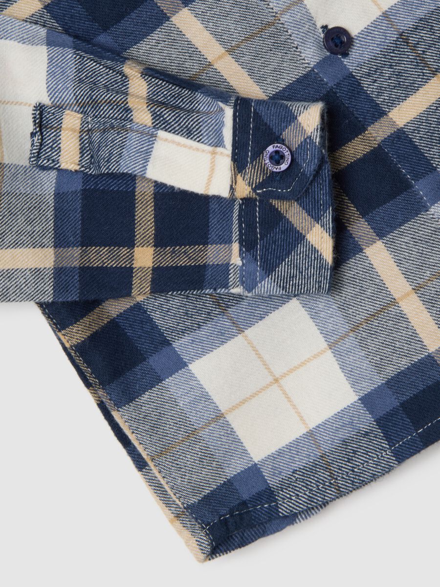 Multicoloured child's shirt in pure cotton regular fit with checks_3