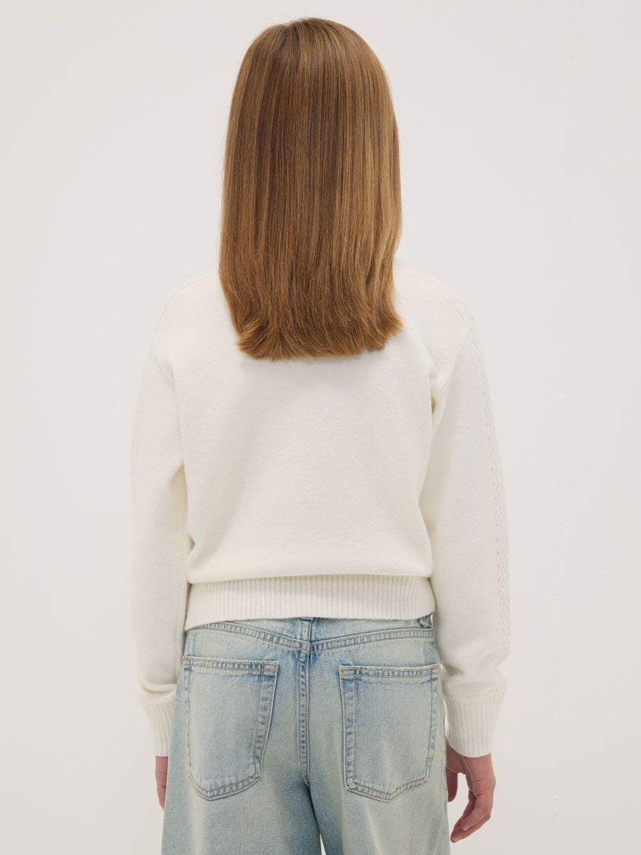 White crew-neck jumper in stretch wool blend_2