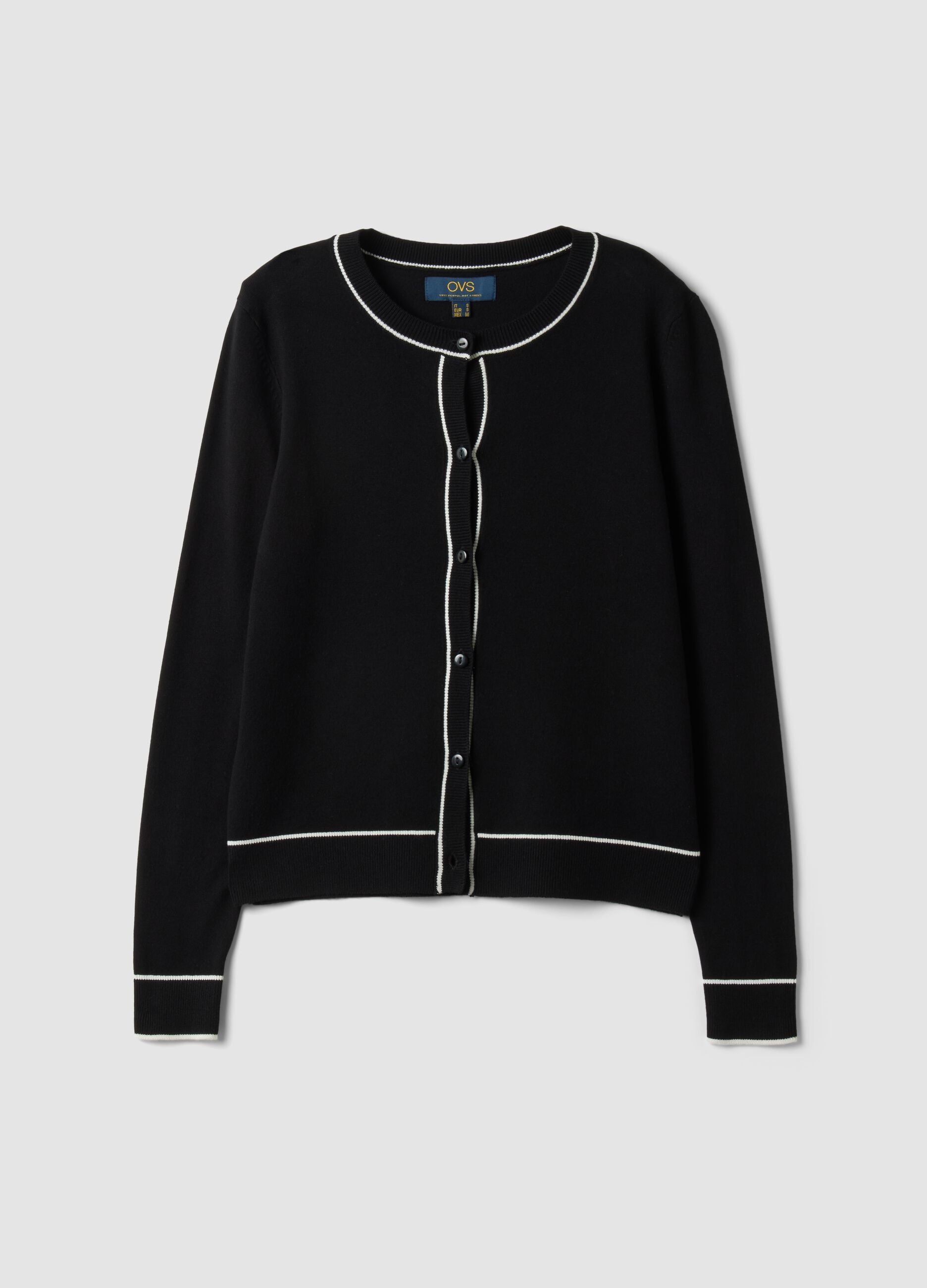 Black stretch viscose regular-fit cardigan