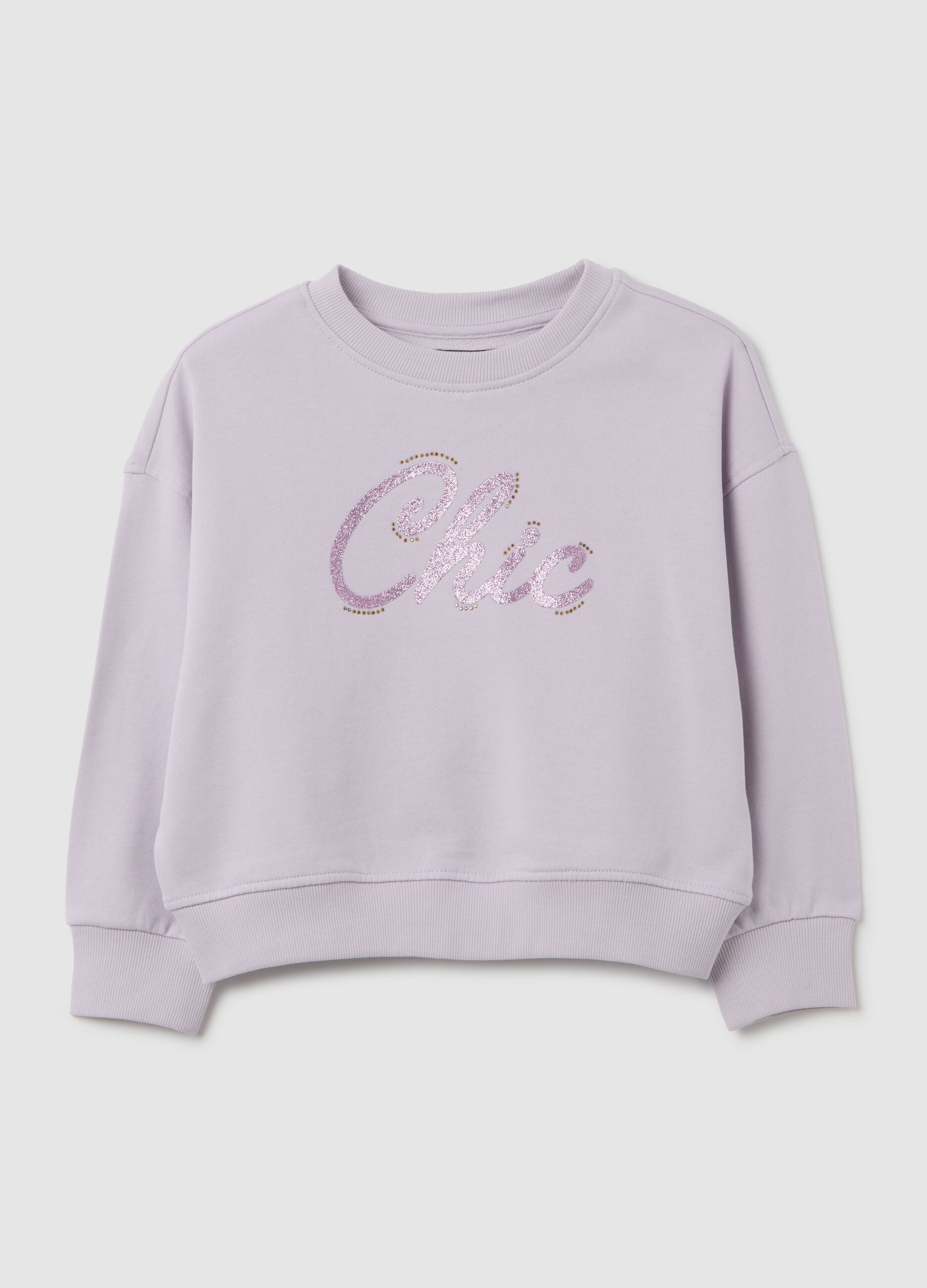 Sweatshirt de menina em puro algodão violeta regular fit com texto