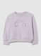 Sweatshirt de menina em puro algodão violeta regular fit com texto_0