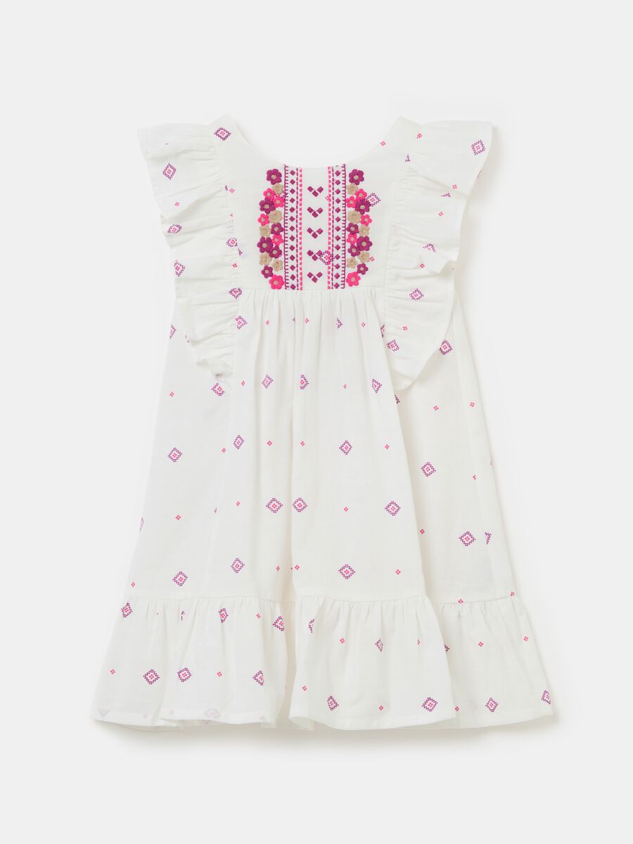 Embroidered dress with flounce_0