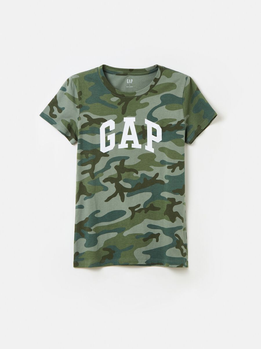 T-shirt camouflage con stampa logo_0
