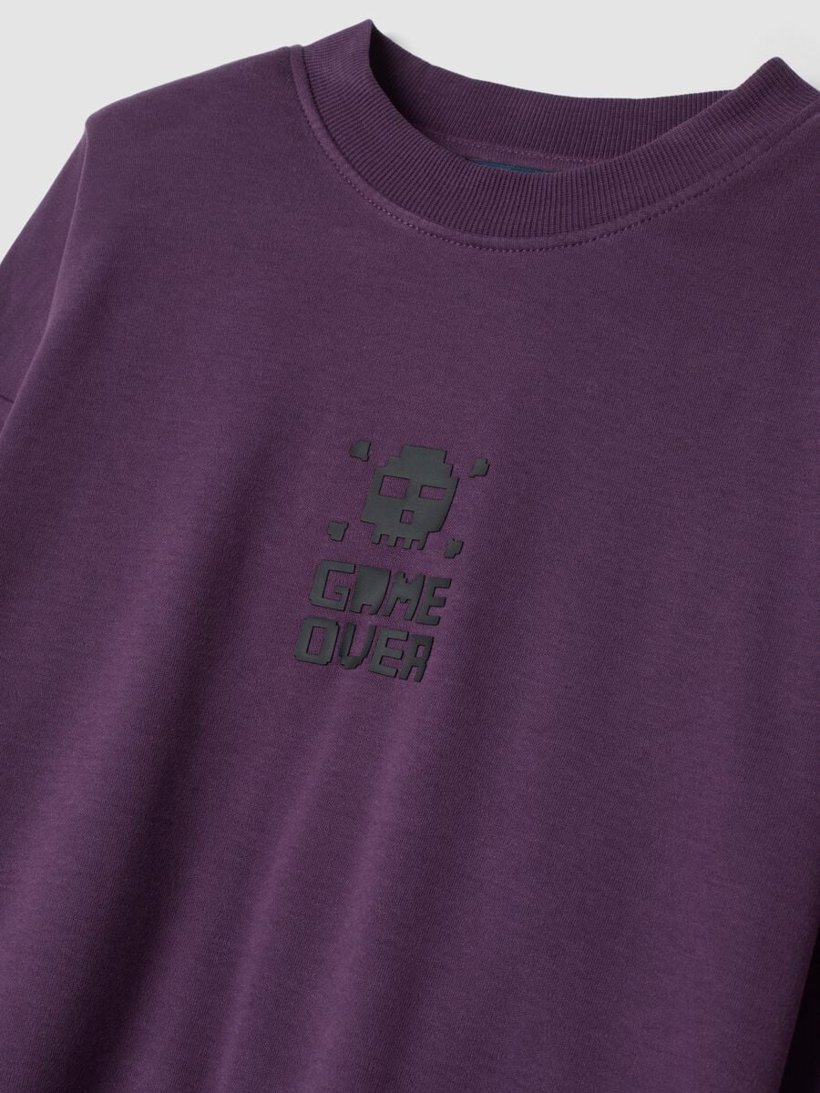 Pigiama blu e viola in puro cotone organico con girocollo_3