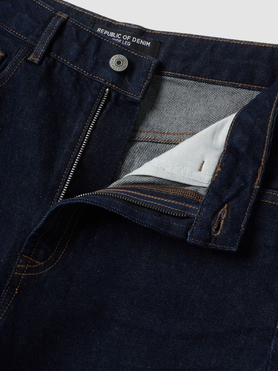 Blaue Wide-Leg-Jeans aus reiner Baumwolle_5