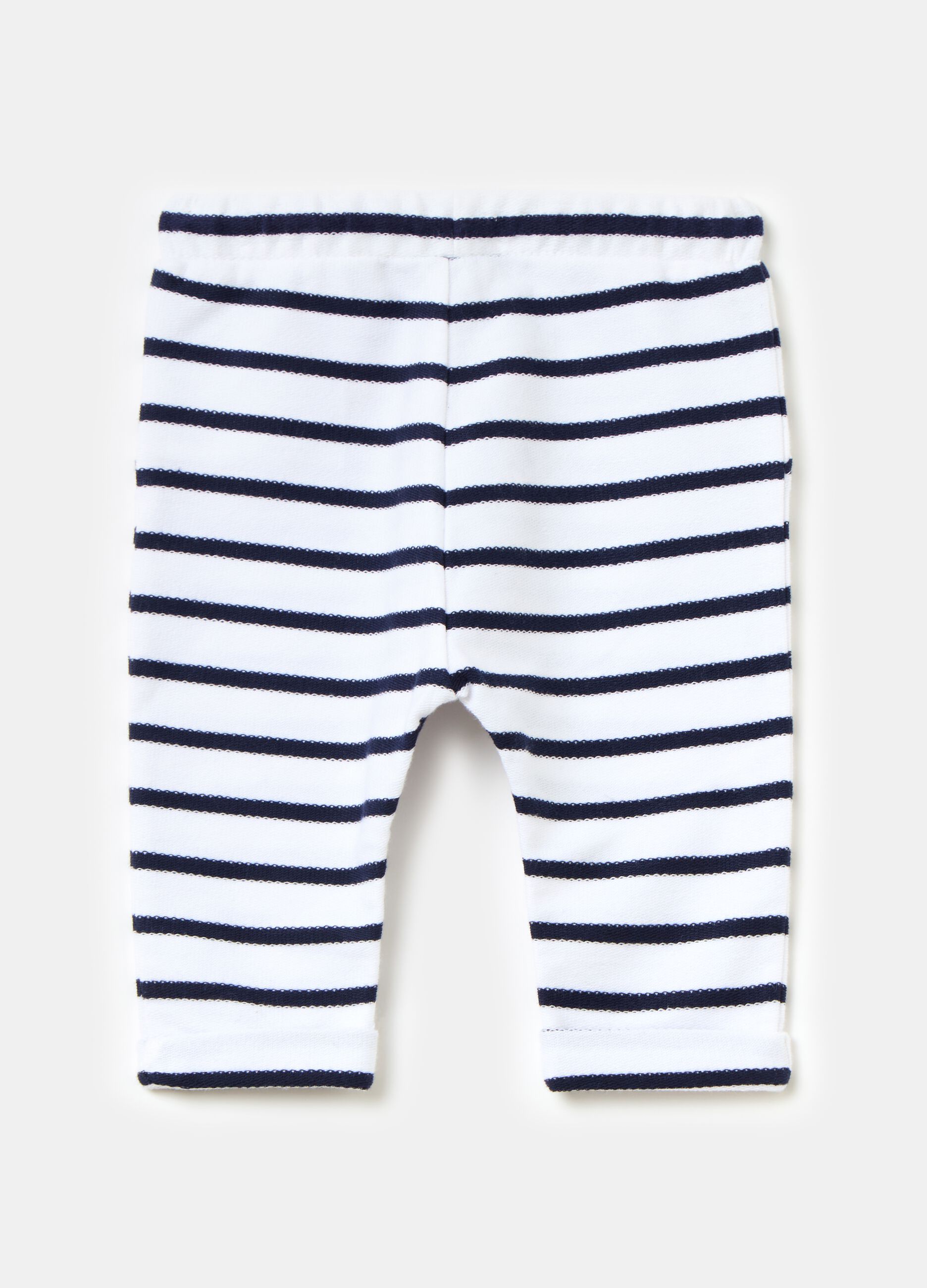 Striped organic cotton joggers with drawstring