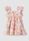 Pink pure cotton dress with tropical print_0