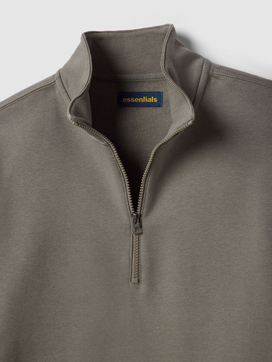 Grey cotton blend sweatshirt regular fit with half zip_1