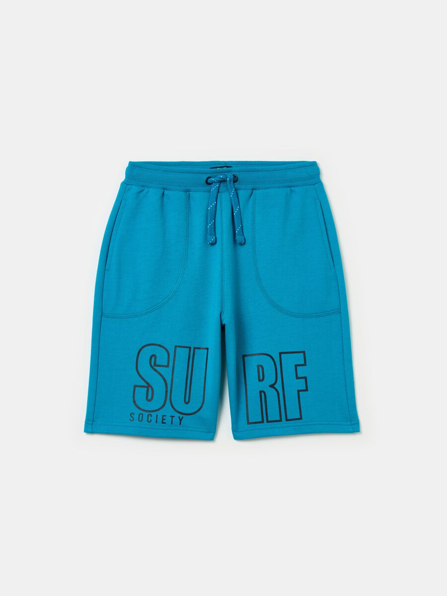 Bermuda shorts with print and drawstring_0