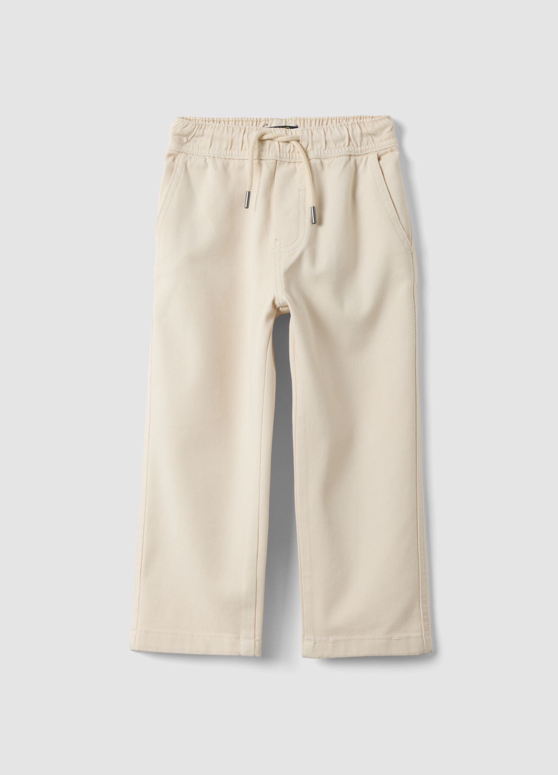 Pantaloni bianchi in twill di cotone elasticizzato regular fit