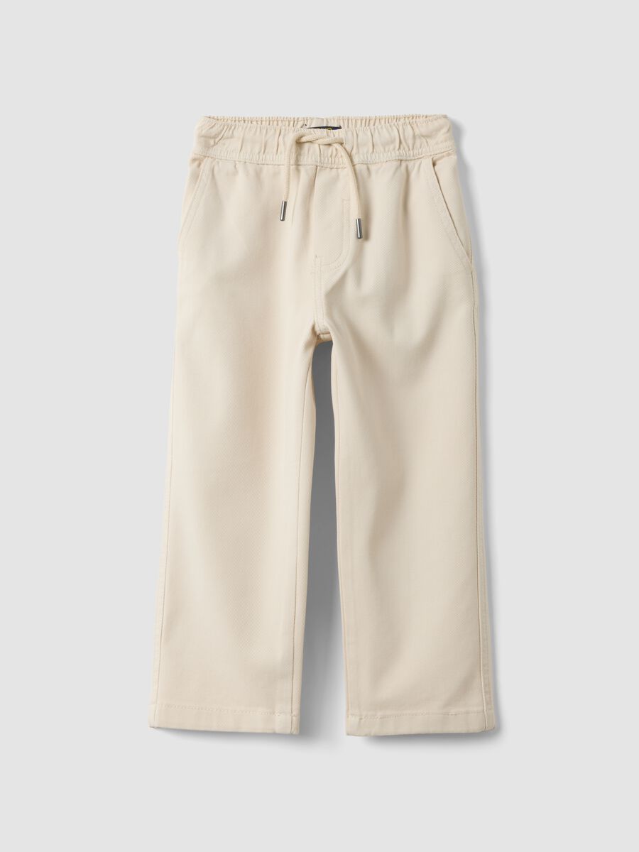 Pantaloni bianchi in twill di cotone elasticizzato regular fit_0