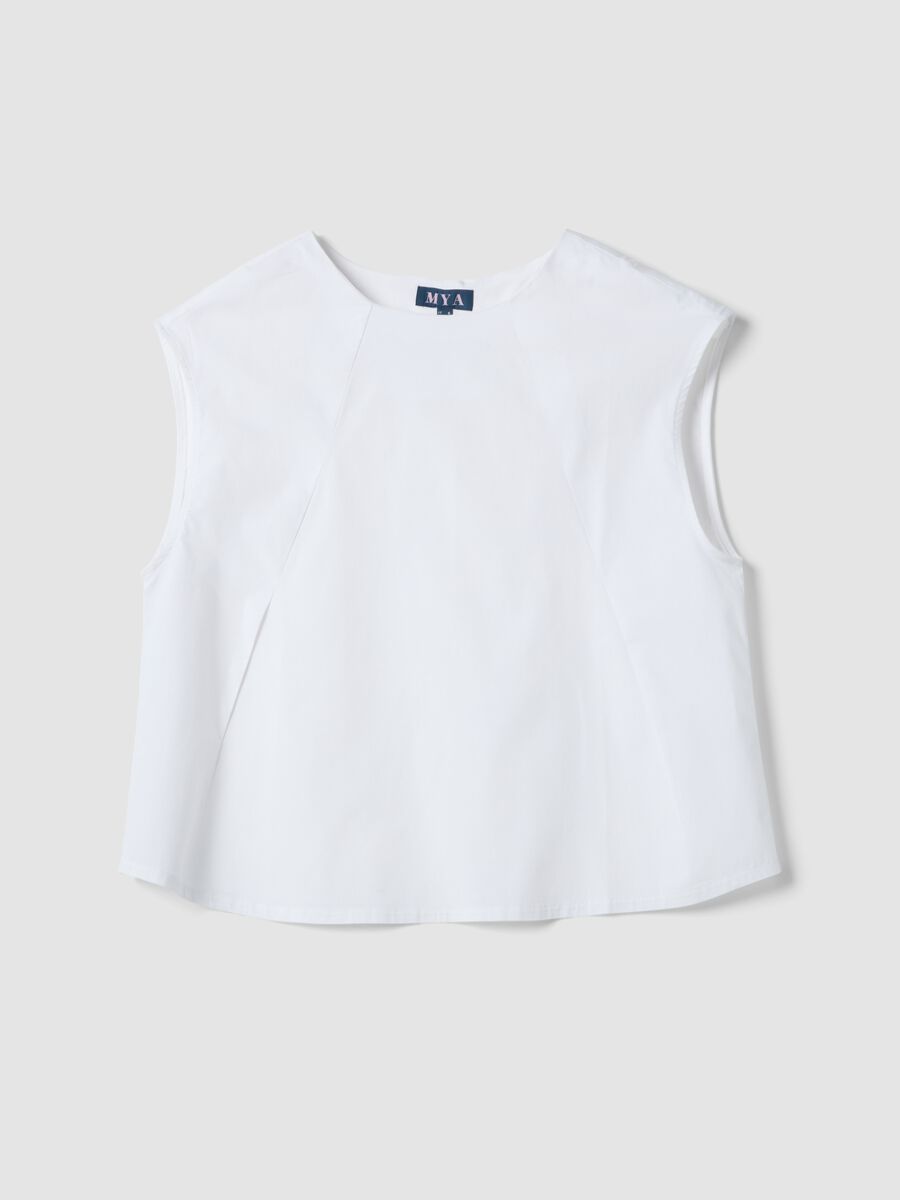 White stretch cotton blouse_0