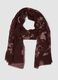 Brown wool-blend scarf with floral pattern_0