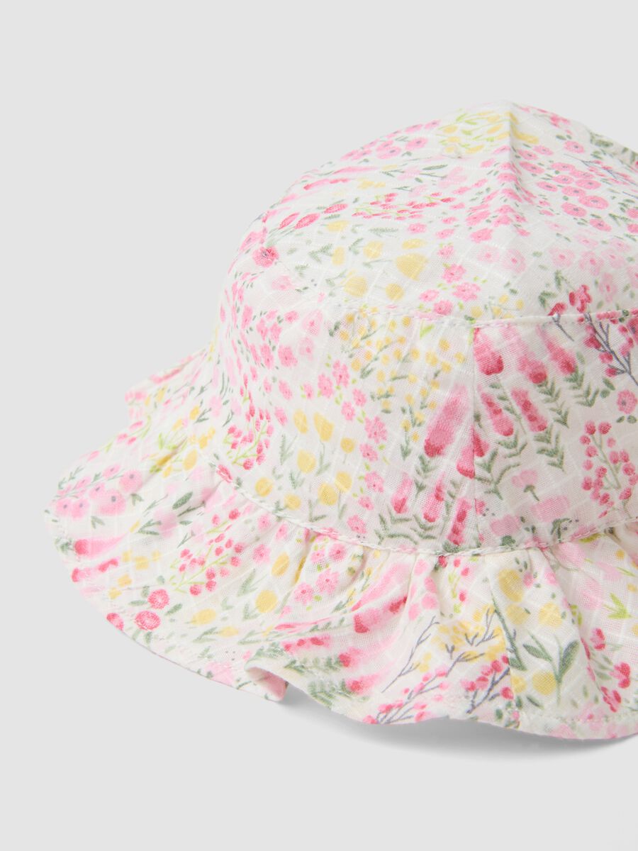 Multicolour pure cotton bucket hat for baby girl_2
