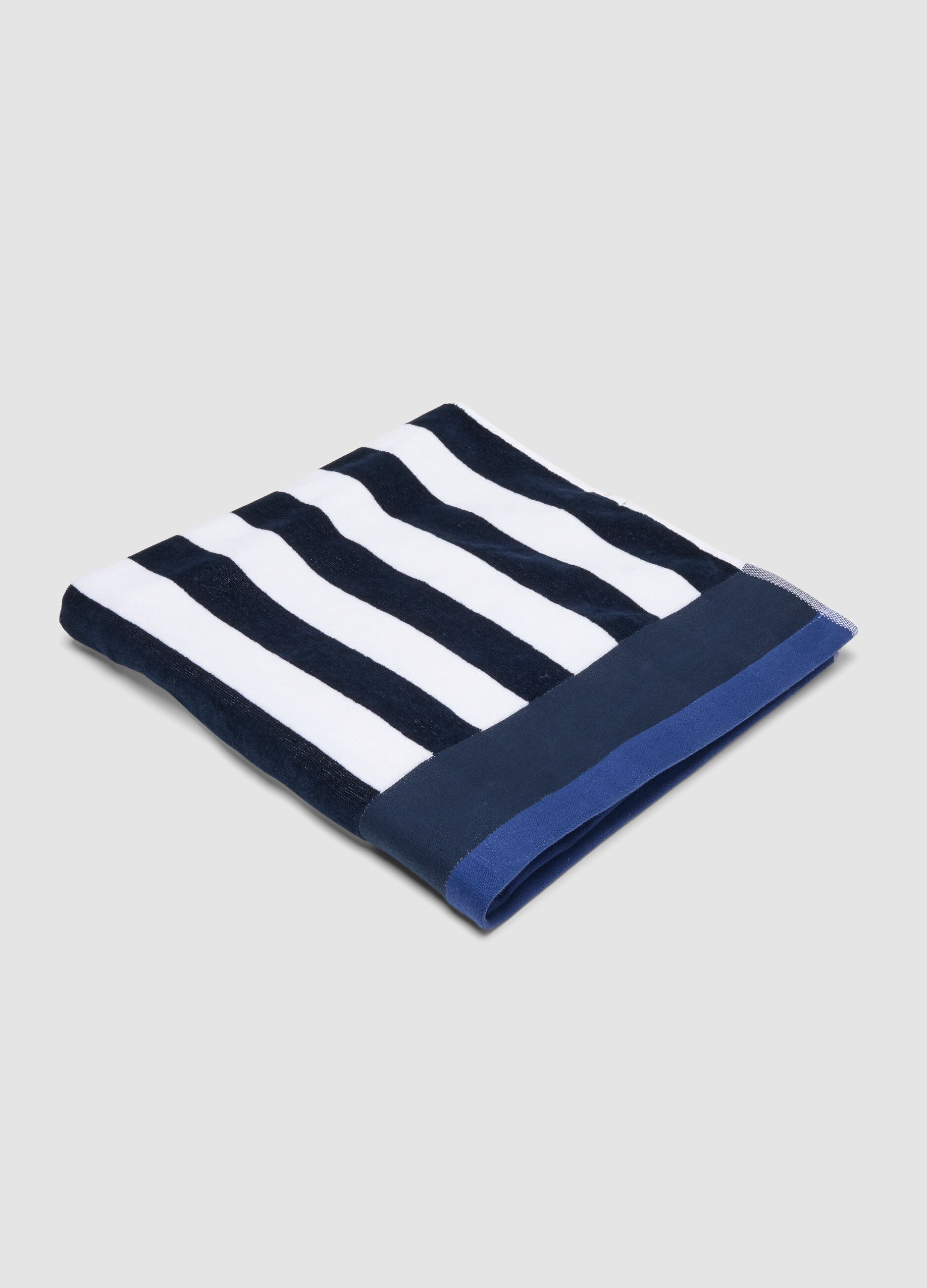 Blue striped pure cotton beach towel