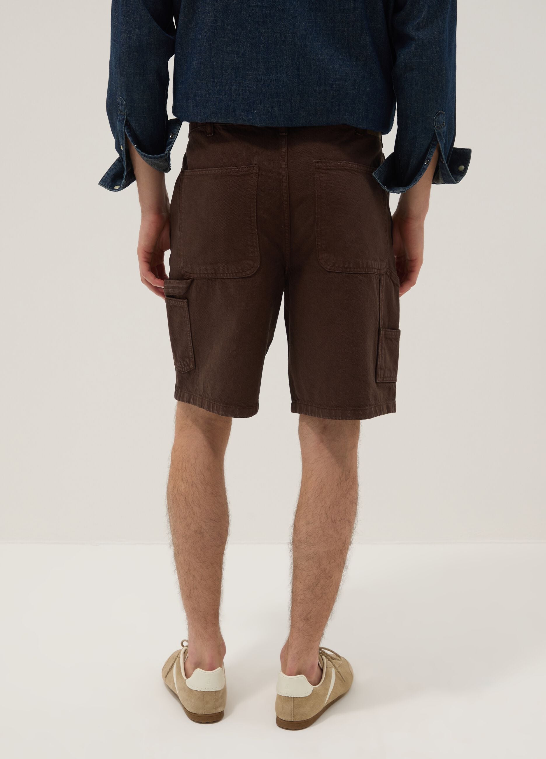 Braune Bermuda-Shorts aus reiner Baumwolle