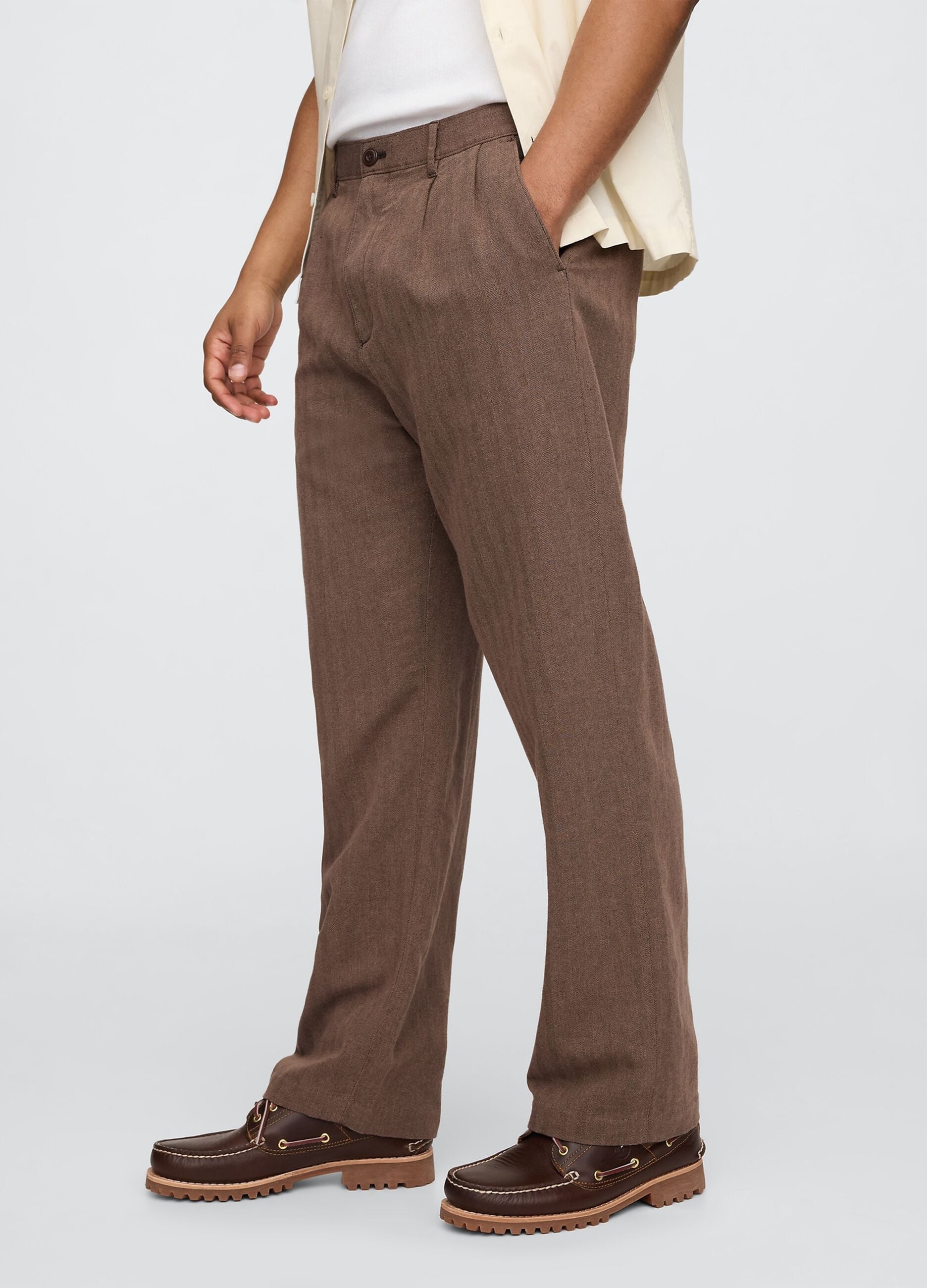 Brown Linen and Cotton Trousers