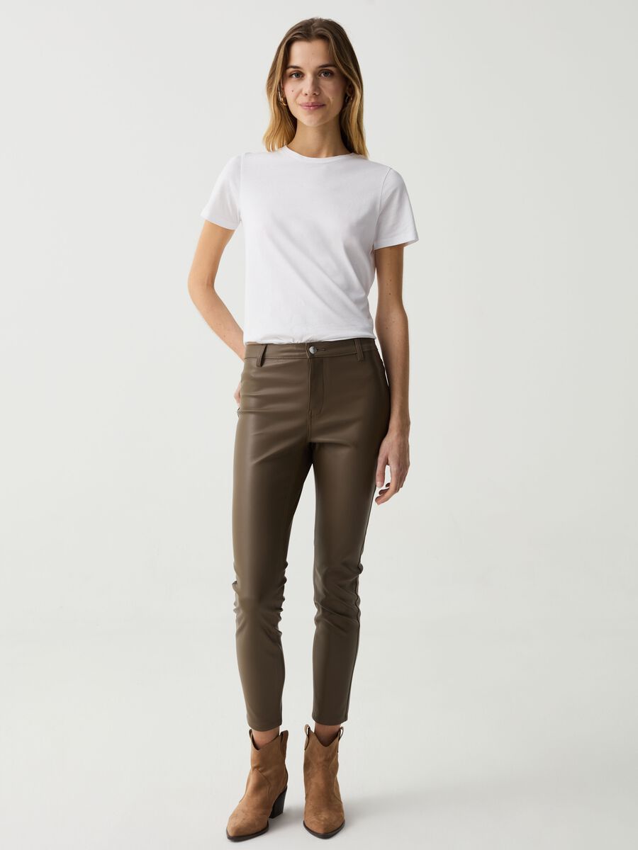 Jeggings cropped skinny fit effetto lucido_0