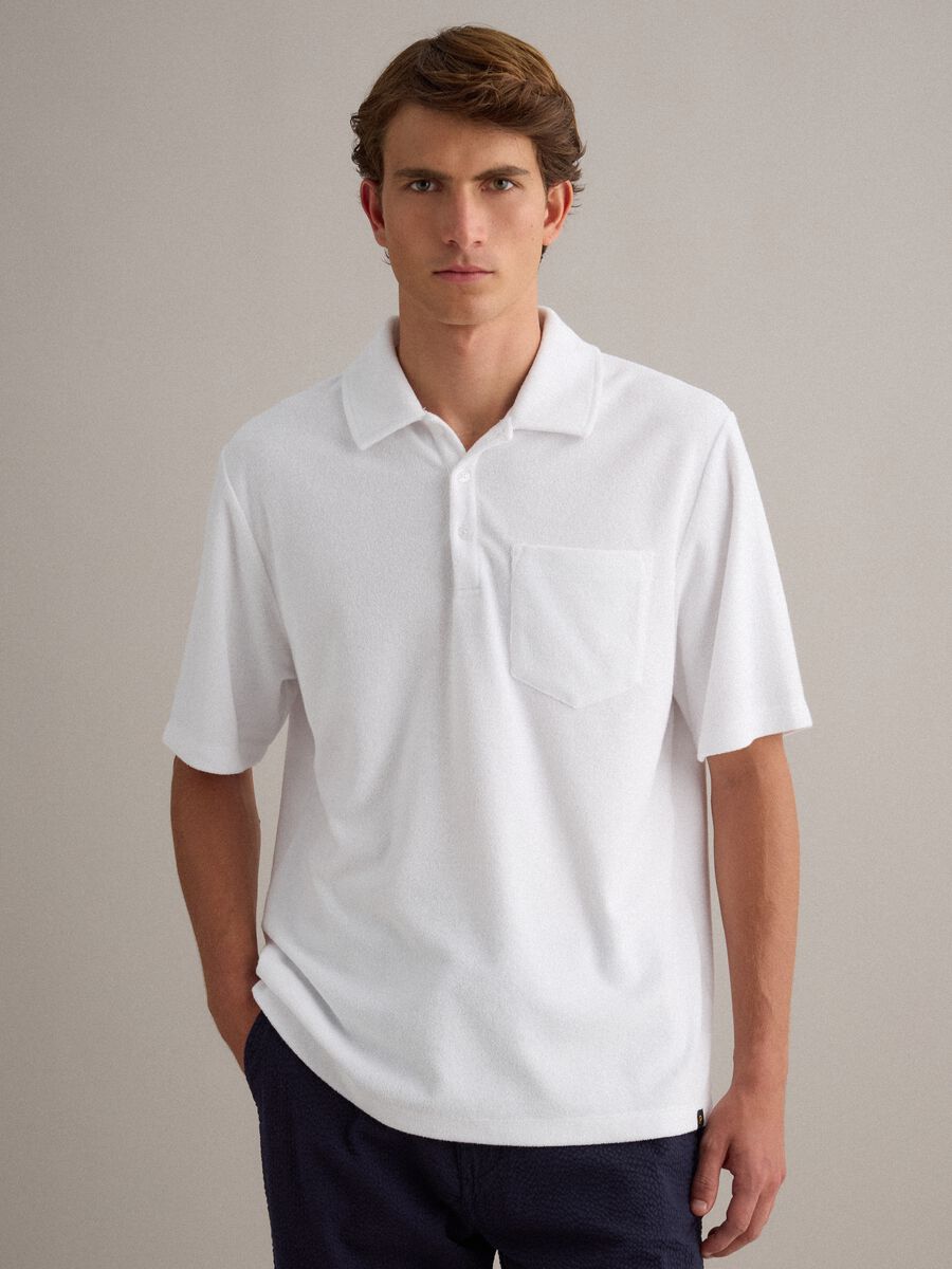 White cotton-blend polo shirt_1