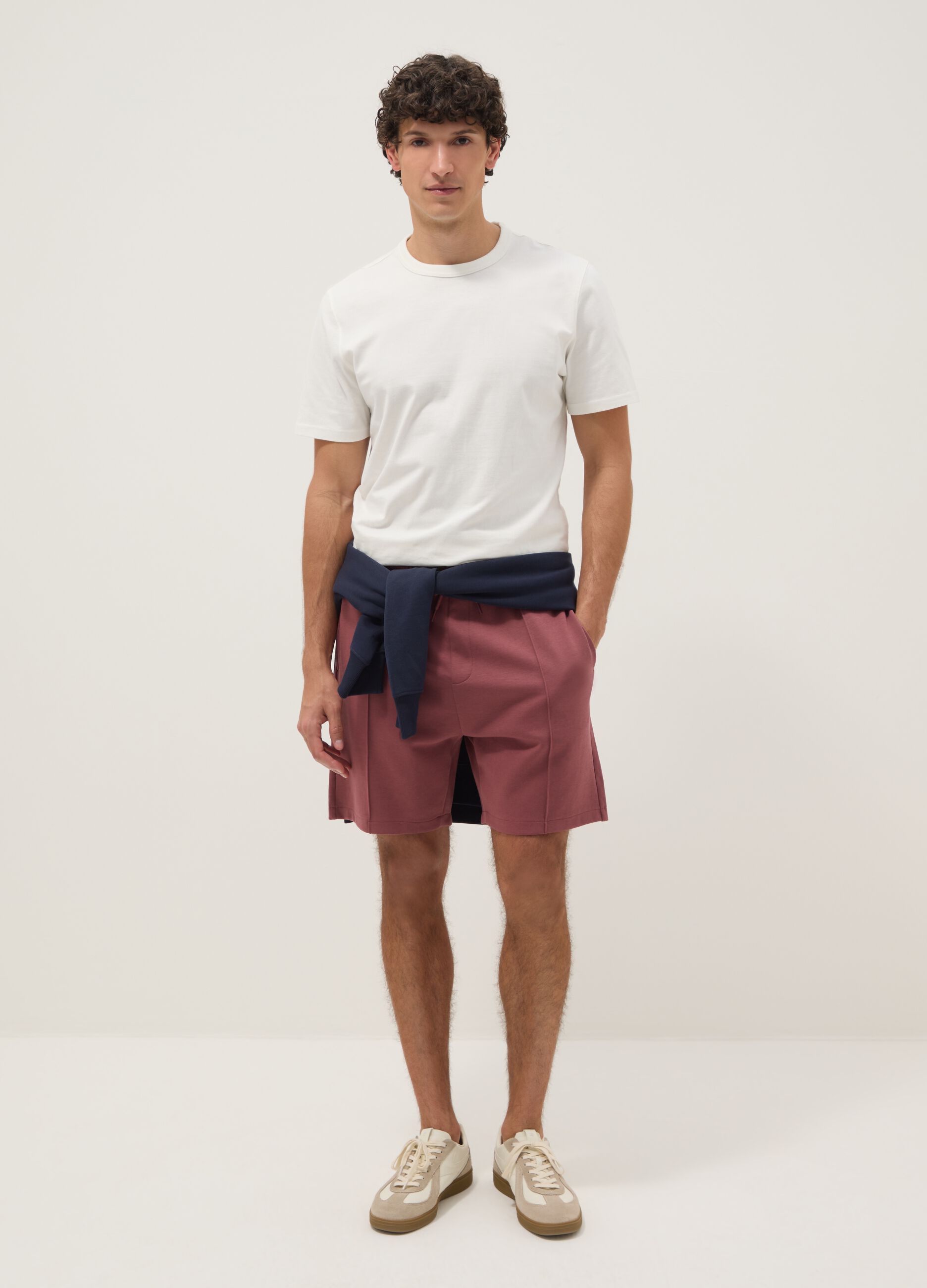 Red cotton-blend regular-fit shorts with drawstring