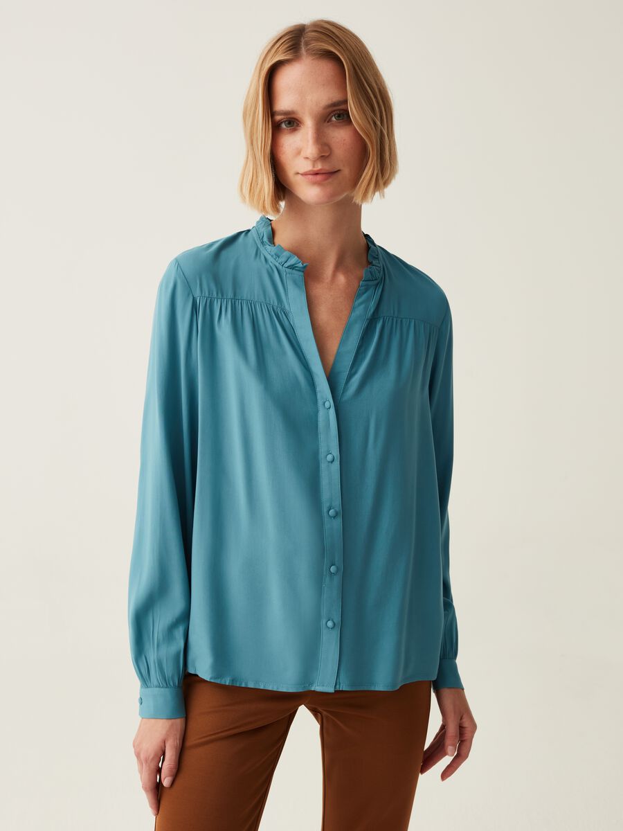 Viscose blouse with frills_0