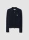 Navy viscose-blend fitted cardigan with polo collar_4