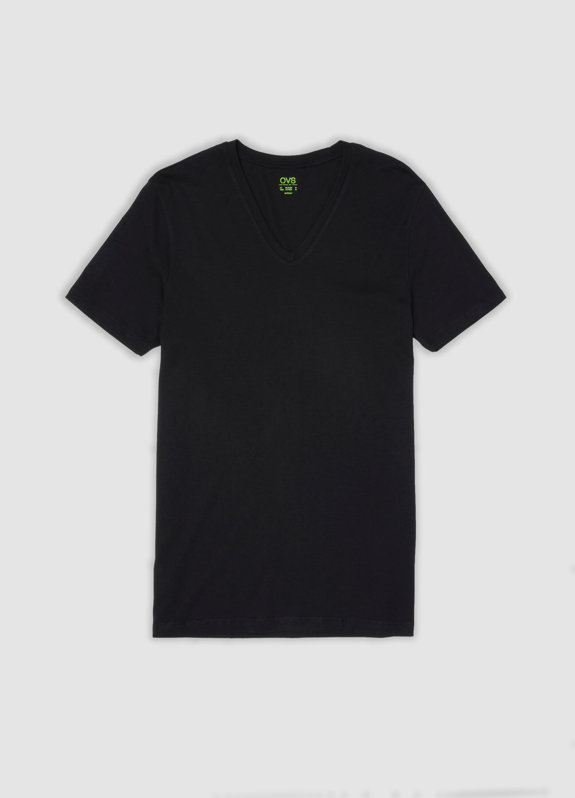 Black Supima cotton V-neck T-shirt, regular fit