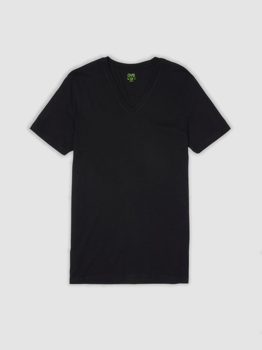 Schwarzes T-Shirt aus reiner Supima-Baumwolle mit V-Ausschnitt, Regular Fit_4