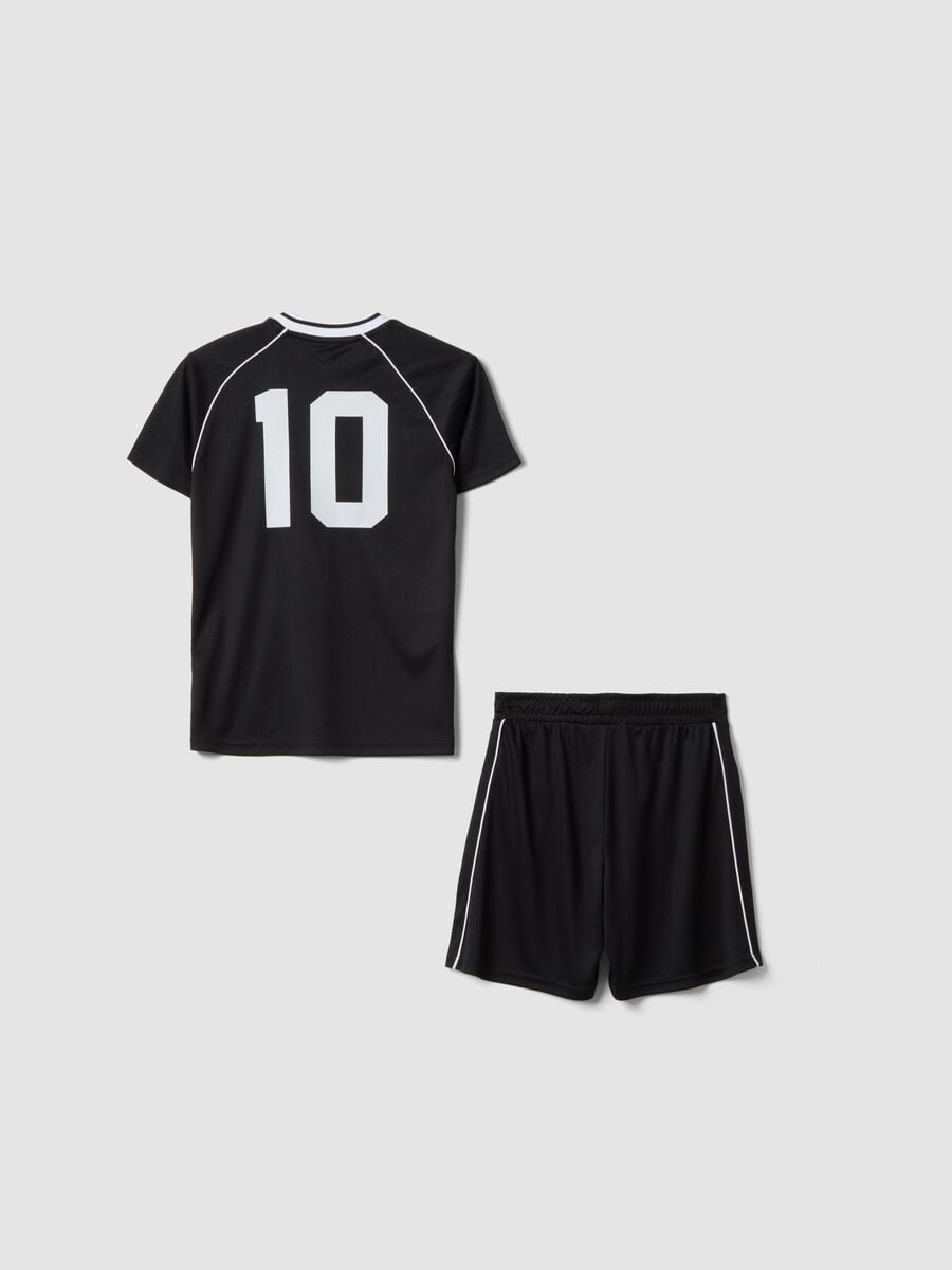 Black sporty T-shirt and shorts set for boys, regular fit_1