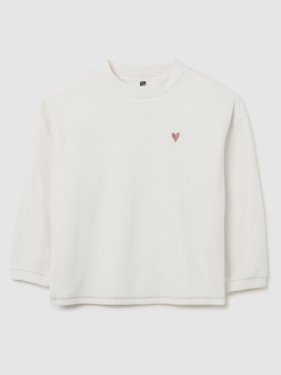 White regular fit fleece sweatshirt with embroidery_4